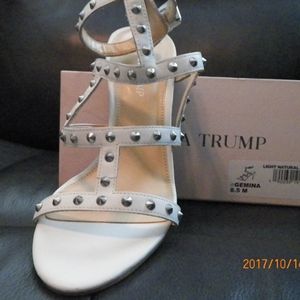 White Ivanka trump Gemina ankle high sandals